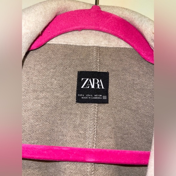 Zara Long Beige Shacket Sweater Coat Neutral Size large - Picture 3 of 3